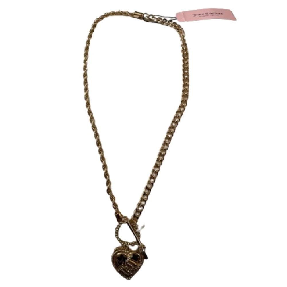 NEW Juicy Couture Gold Toned Three Charm Toggle Clasp Necklace - Picture 8 of 11